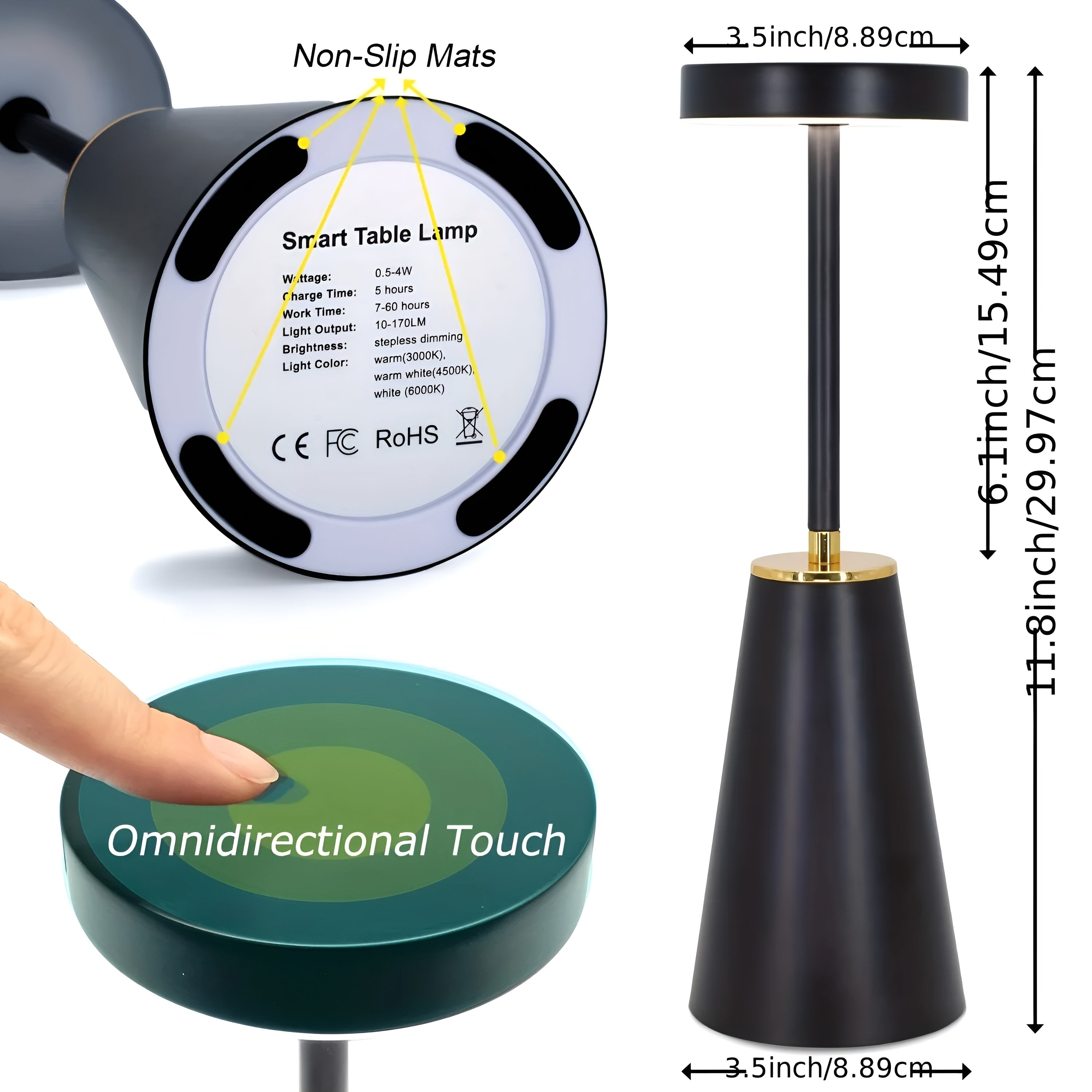 Smart AuraTouch berøringslampe. Justerbar trådløs designlampe for fleksibel og personlig hjemmebelysning.