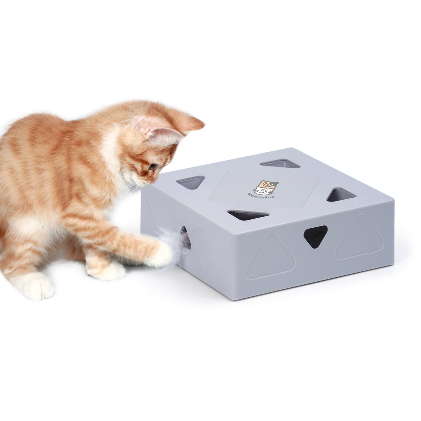 Automatisk interaktiv katteleke med fjær som stimulerer aktive katter og kattunger til lek.