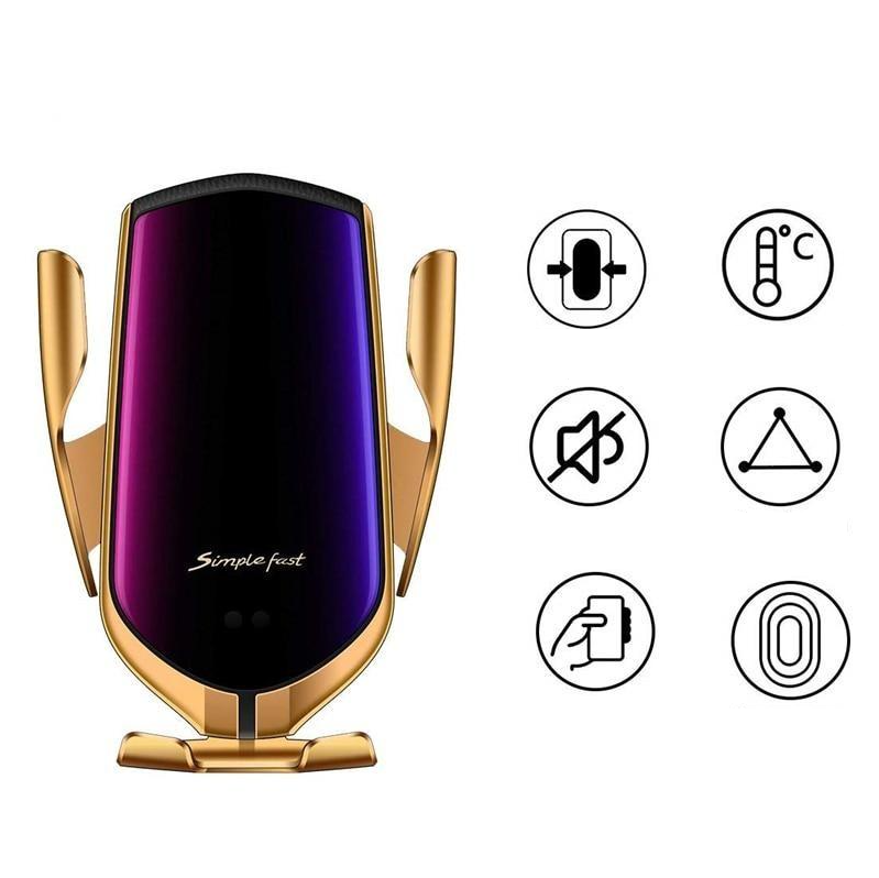 Bilmontert mobilholder med automatisk klemming og trådløs lader. Optimalt bilutstyr for din telefon.