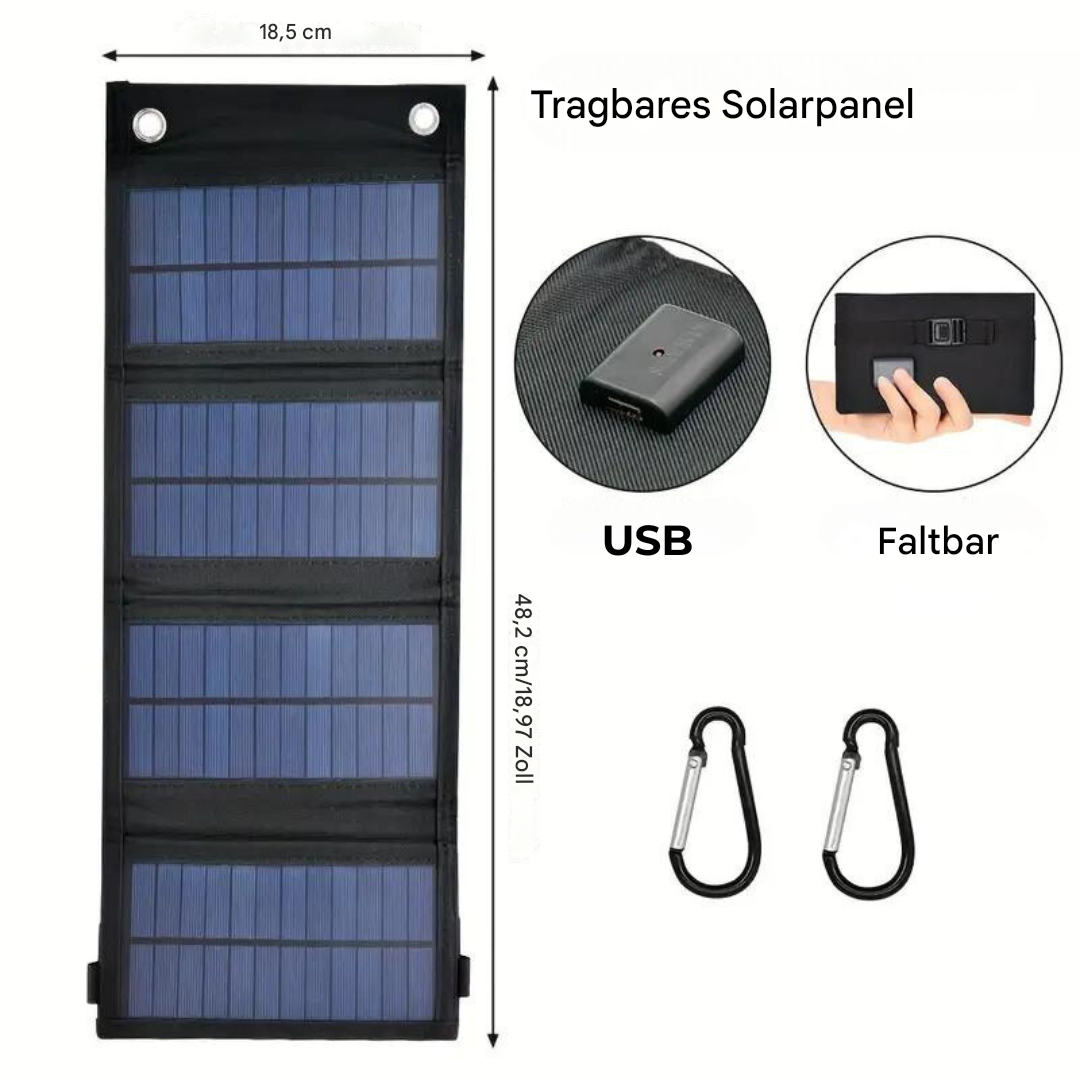 Kraftig 12W solcellelader, sammenleggbar bærbar USB-lader for alle utendørs eventyr. Grønn solenergi på farten.