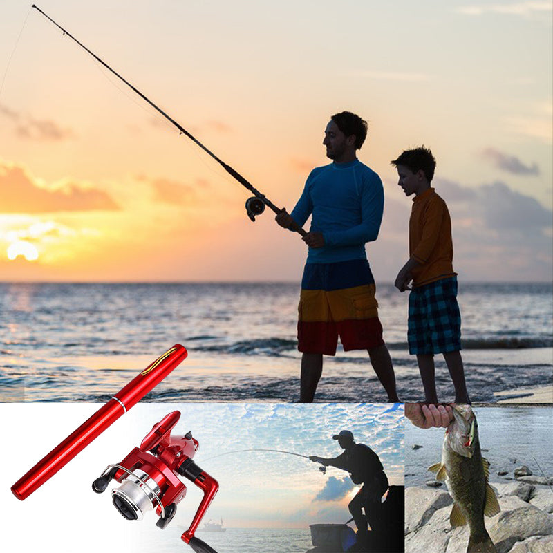 Sammenleggbar fiskestang for reisefiske, essensielt utstyr for camping og utflukter.