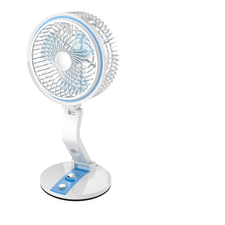 Kompakt FlexiFan skrivebordslampe med vifte. Gir personlig kjøling og lys for kontor eller student.