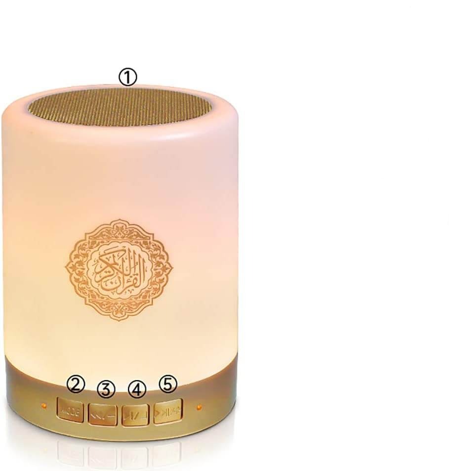 Brukervennlig koranlampe med stemmestyring, Bluetooth og MP3-funksjon for daglig andakt.