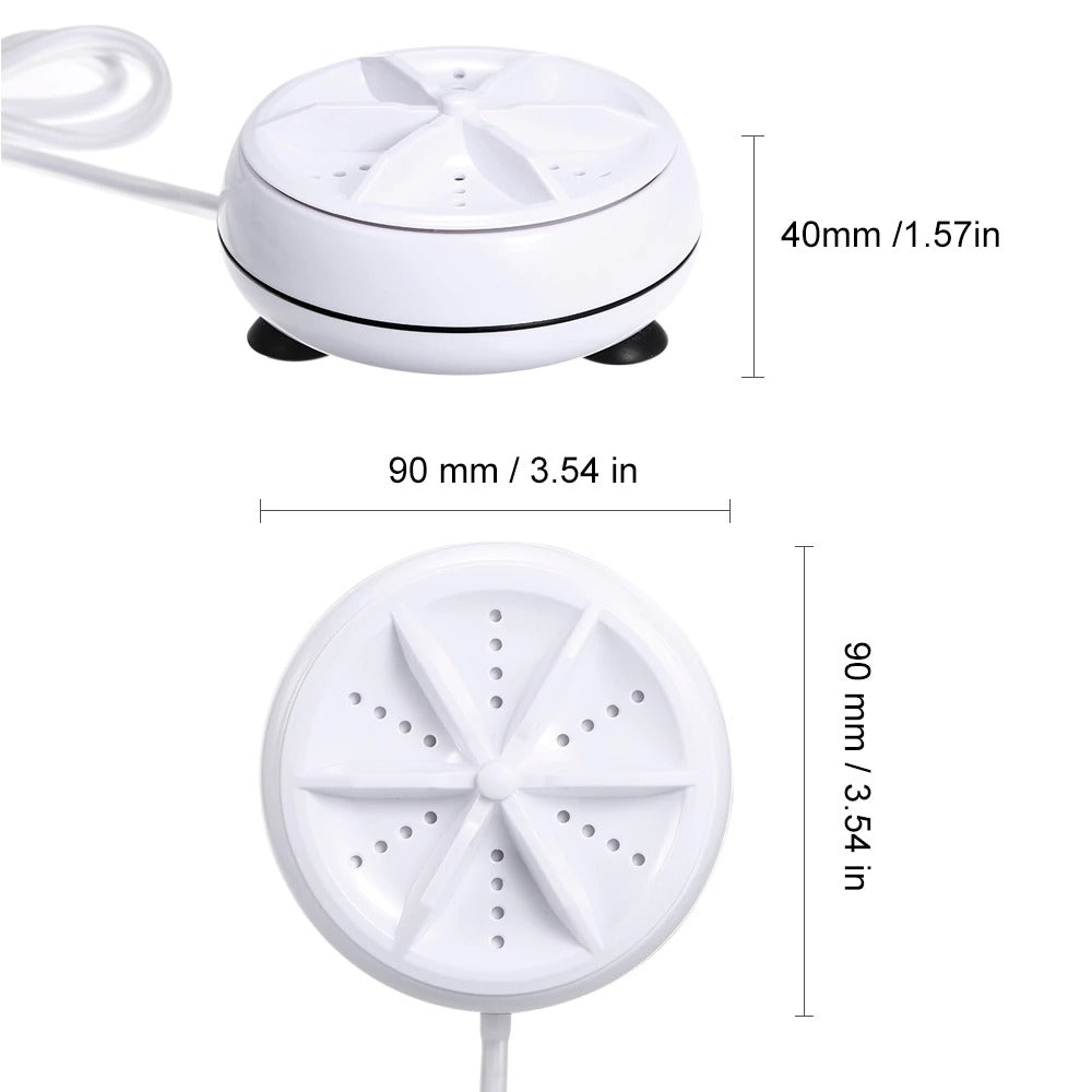 Innovativ bærbar mini vaskemaskin med ultralydteknologi for dyp rengjøring. Perfekt for aktive livsstiler.