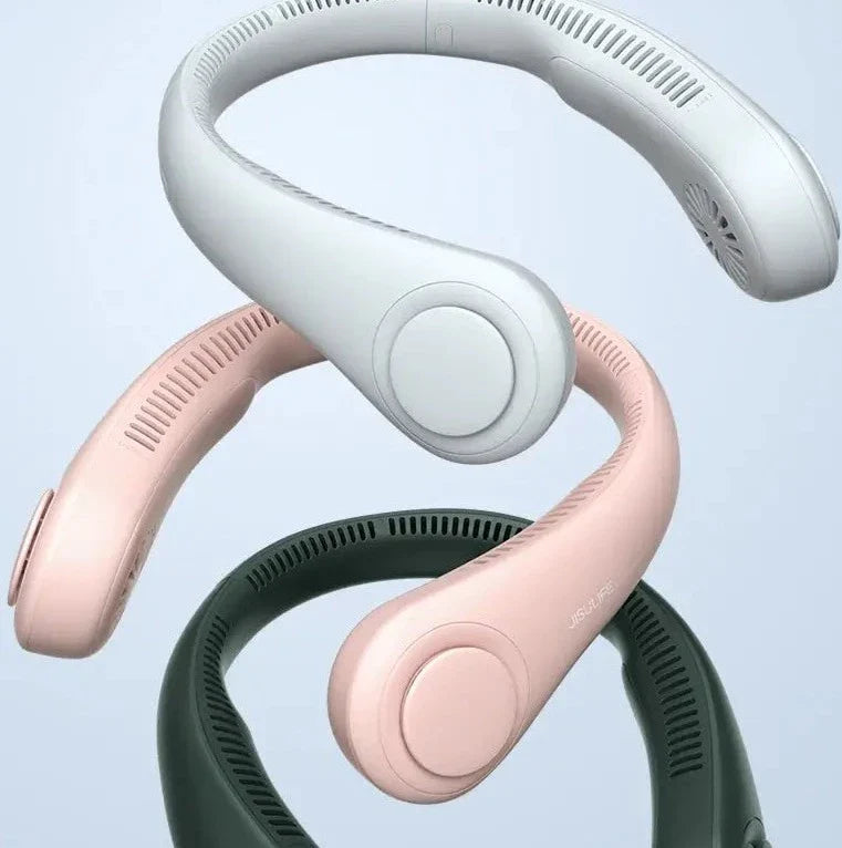 Innovativ bladløs nakkevifte som holder deg kjølig. Essential gadget for pendling og utendørs eventyr.