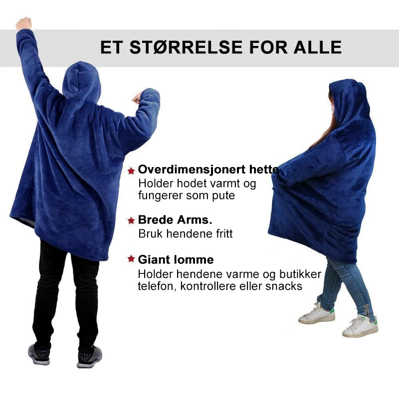 Mykt bærbart teppe til kvinner med hette, praktisk for hjemmebruk eller som gaveidé.