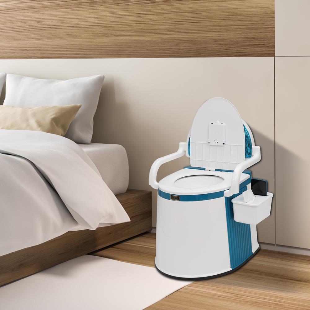 Bærbart toalett med solid avfallstank og lekkasjesikker design. Enkel å tømme for god hygiene på reise.