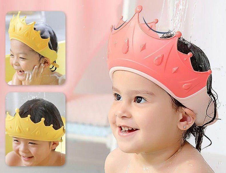 Beskyttelseshette for babyer under bading, rosa krone, komfortabelt babyutstyr