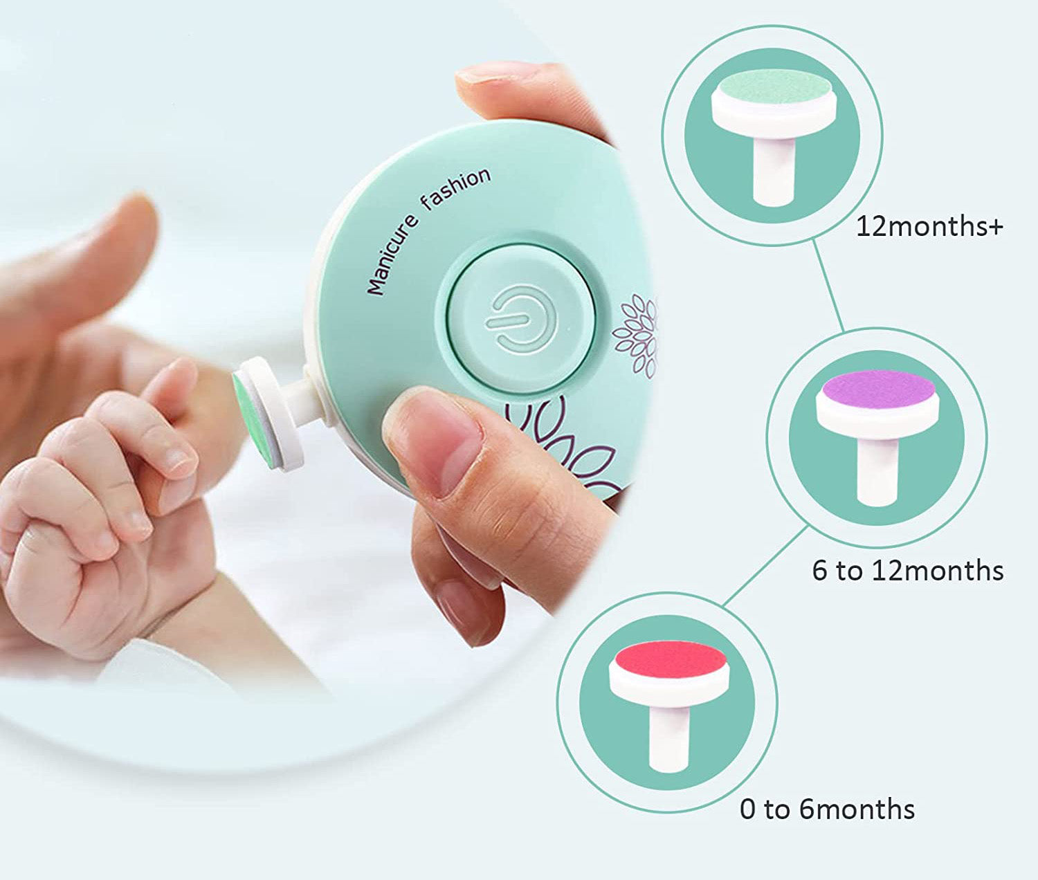 Kindgerechter Elektrischer Nagelschneider, ergonomisches Design für komfortable Babypflege.