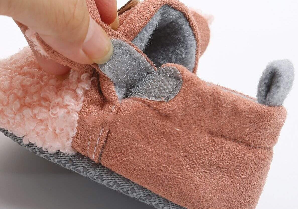 Første sko med lamme-design, plassert midt foran, hvit, bomull, sklisikker, ideell som babyshower gave