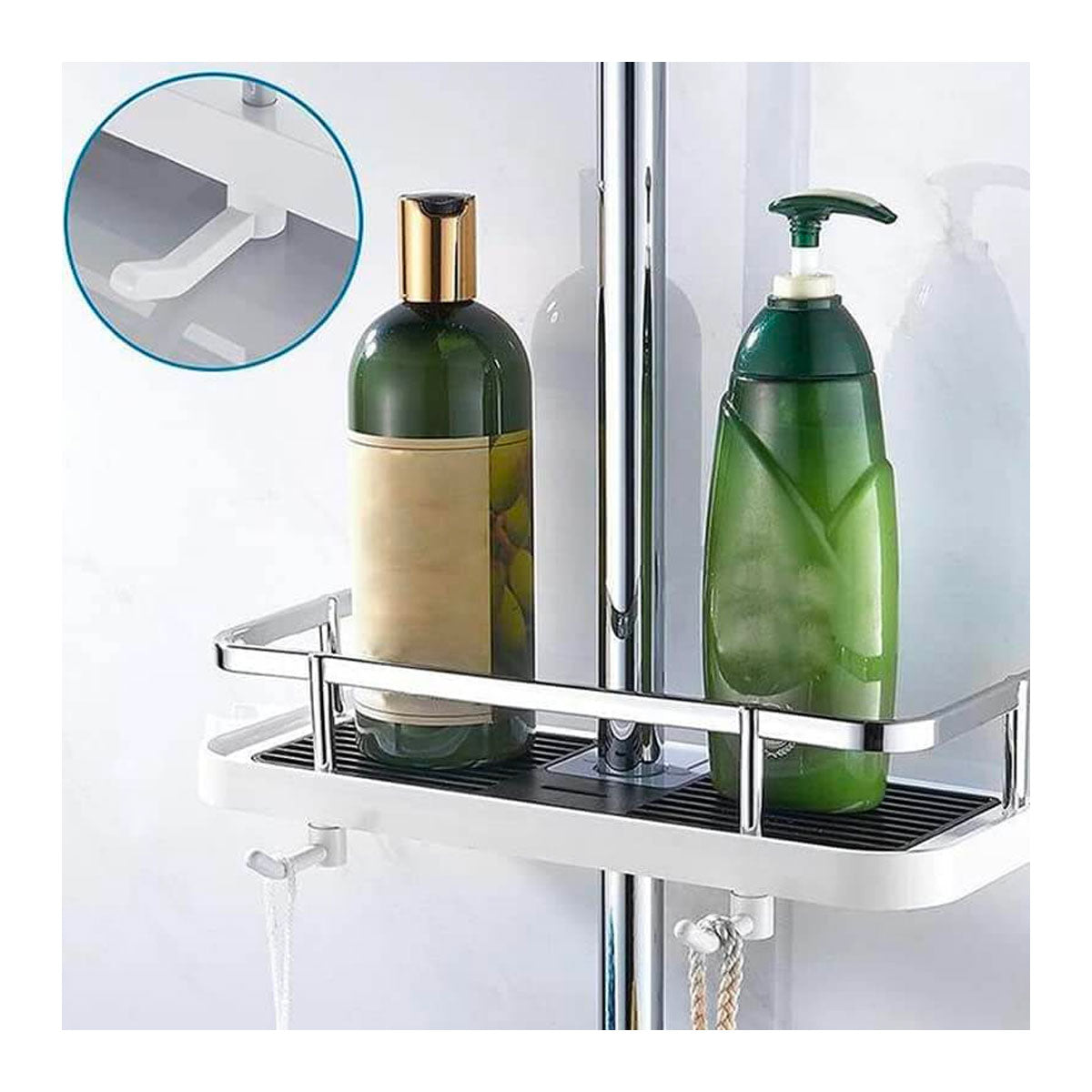 Plassbesparende organisator for dusjen, borefri, DIY, i moderne svart