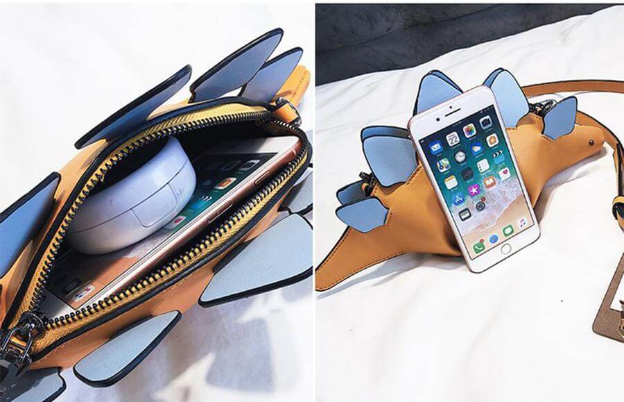 Barnas mote: 3D Stegosaurus dinosaur crossbody-veske. Lekent design i PU-lær, unikt tilbehør.