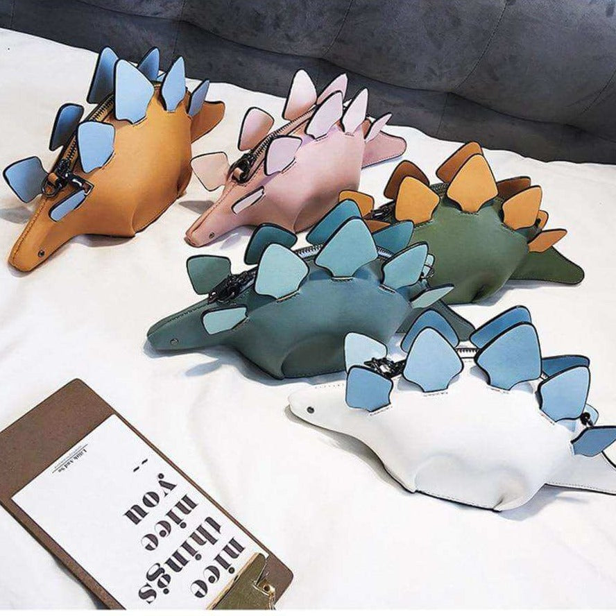 Unik Stegosaurus dinosaurveske for barn. Trendy PU-lær crossbody-veske, super gaveidé.