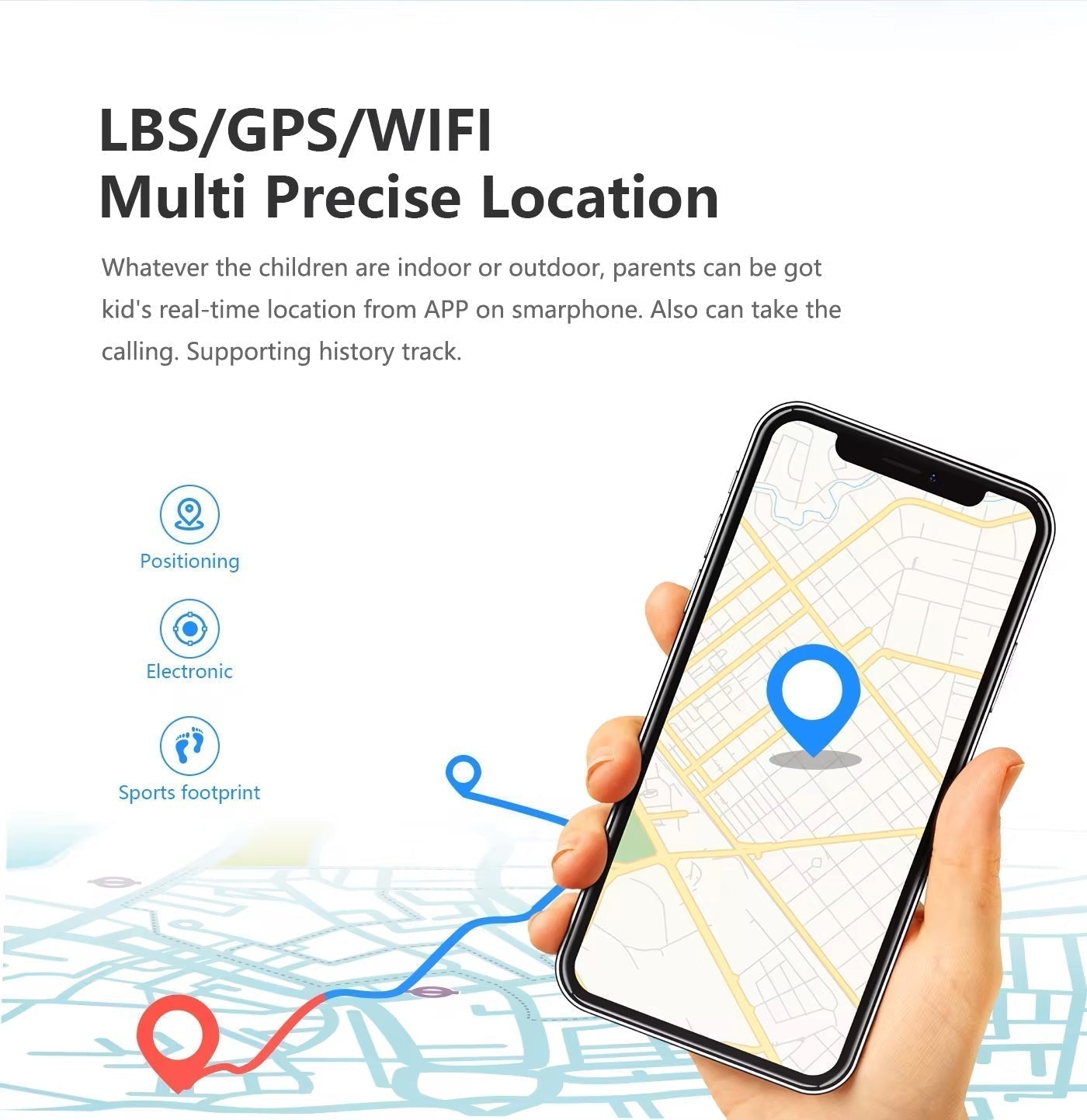Gul Barne smartklokke med GPS, samtale og SOS for trygghet