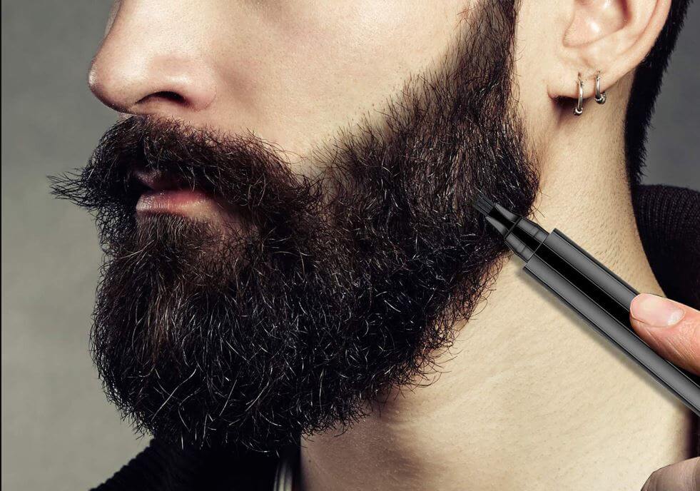 Skjeggstyling sett for menn: skjeggfyller og børste for fullt og usynlig skjegg