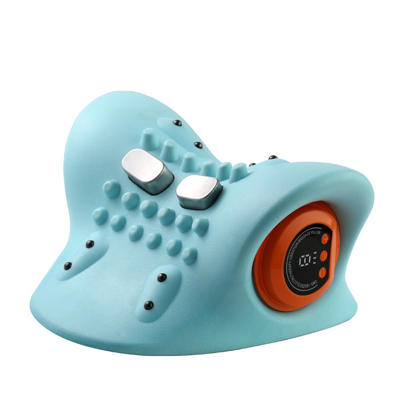 Blått nakkemassasjeapparat for dyp avslapning og effektiv smertelindring. Ergonomisk design.