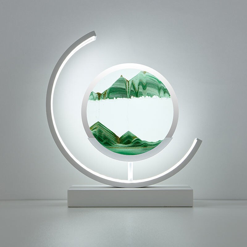 Elegant bordlampe med dynamisk 3D sandkunst for et avslappende og moderne hjem.