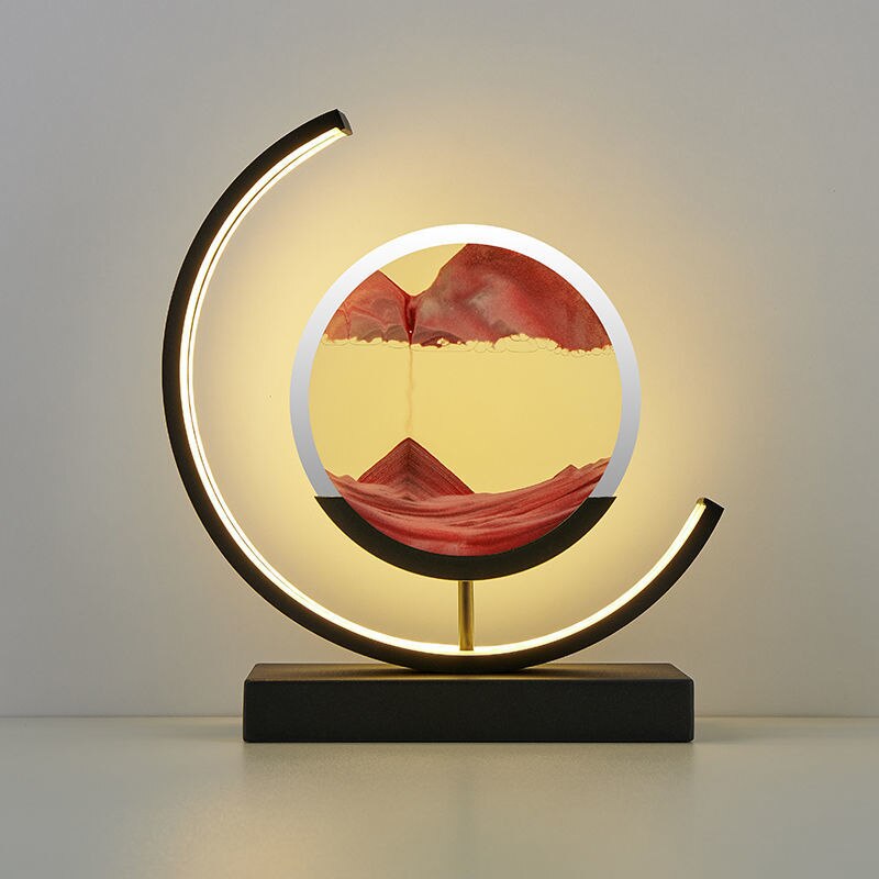 Bordlampe: Moderne design med 3D sandkunst og beroligende LED-lys.