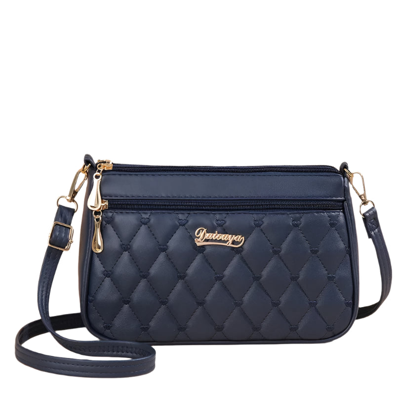 Håndfri brodert crossbody-veske i PU-skinn, ideell for shopping eller reise, stilfull og funksjonell.