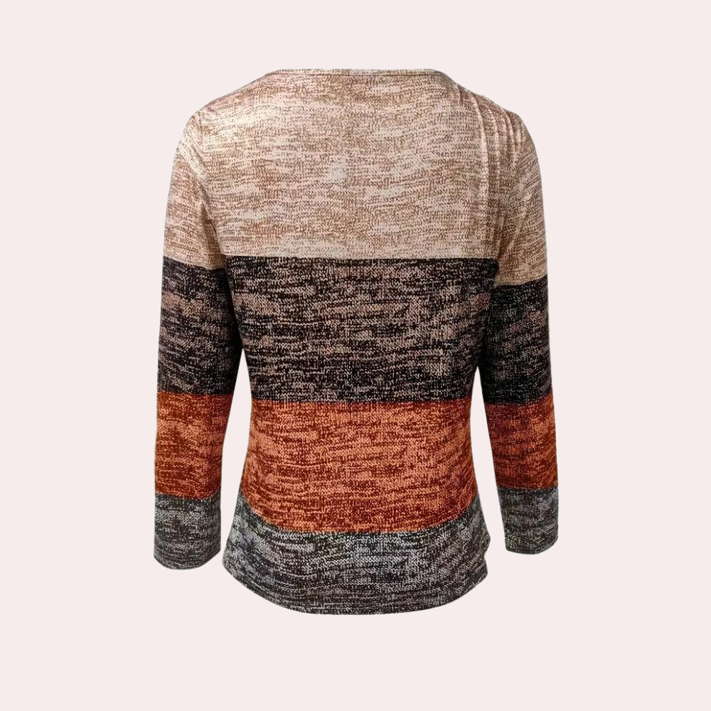 Blå kvinne topp, langermet med trendy halv glidelås. Ideell for avslappet stil og hverdagskomfort.