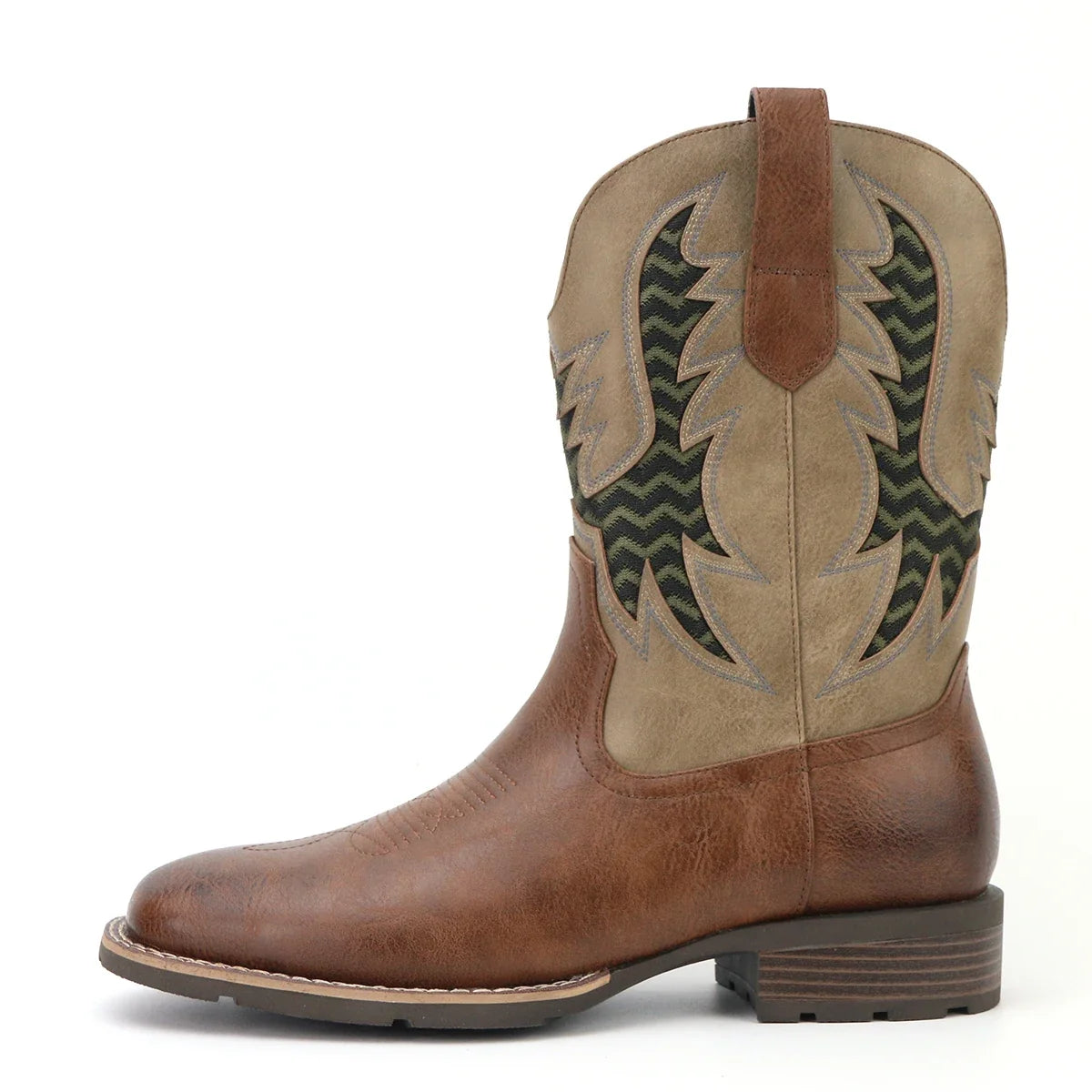 Brune herre cowboystøvler i tidløs vintage stil, med detaljerte broderier for en autentisk look.