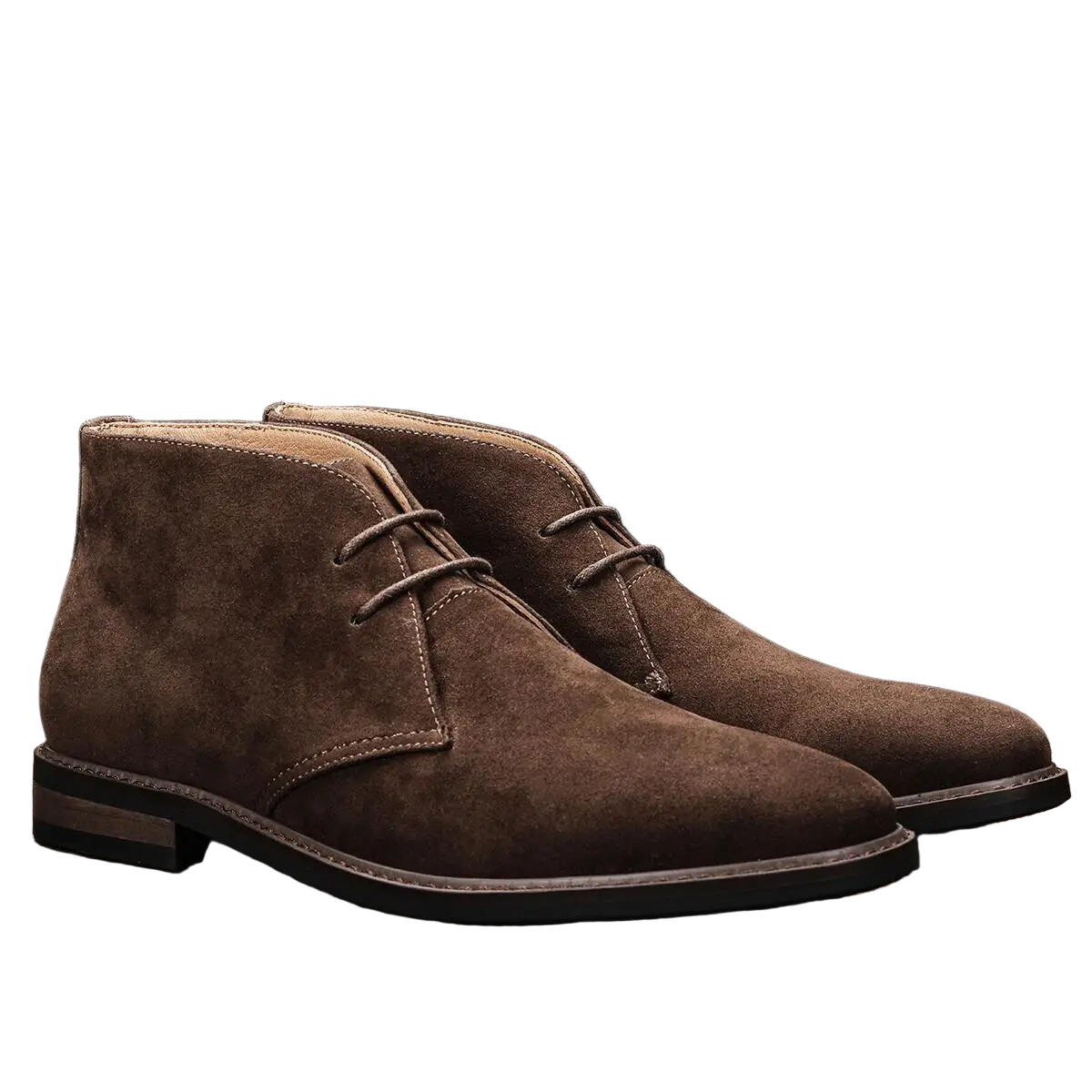 Brune mokka chukka herrestøvler; tidløs, elegant og komfortabel for allround bruk.