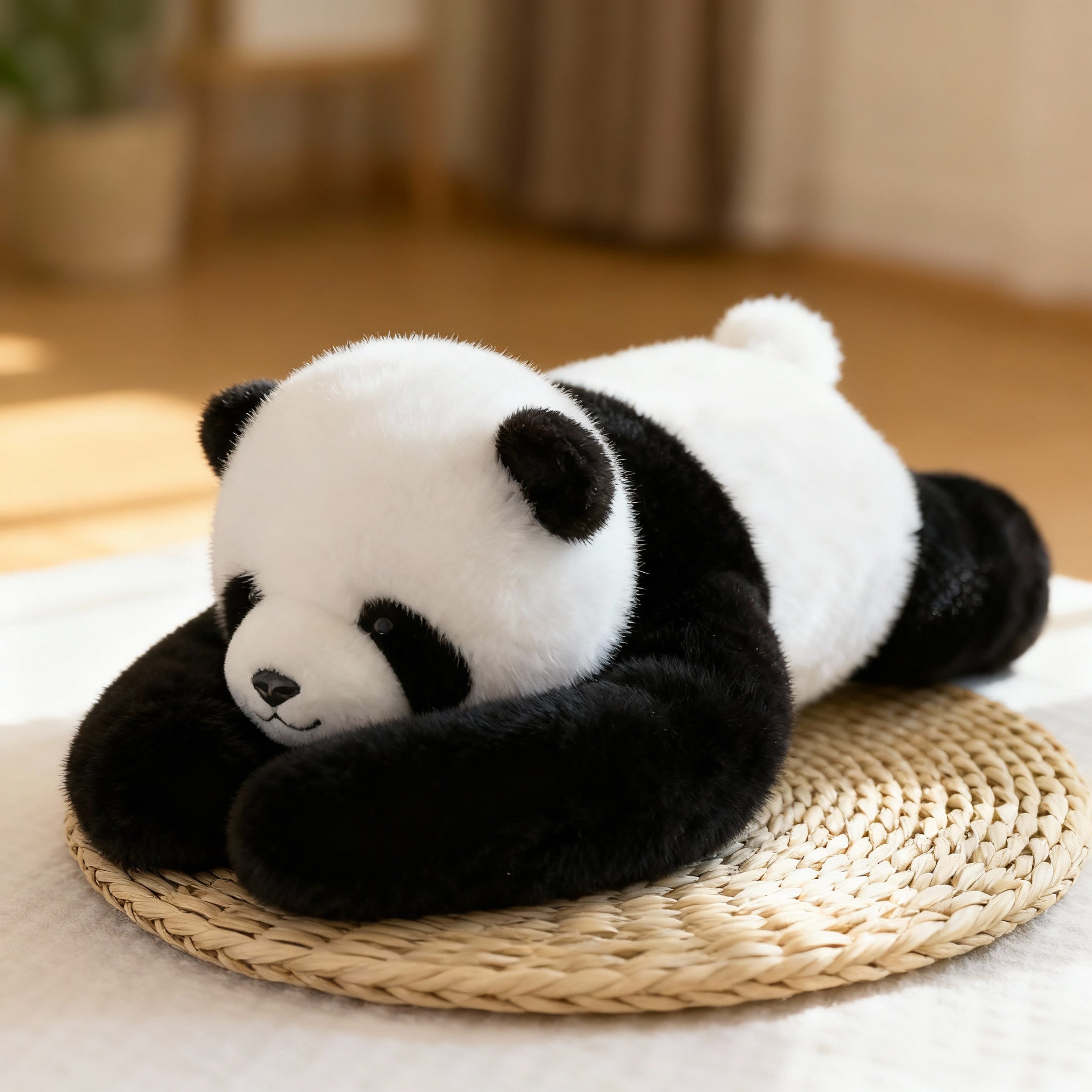 CalmCuddle Plüschtier auf einem Bett, bereit für beruhigende Nächte und süße Träume.