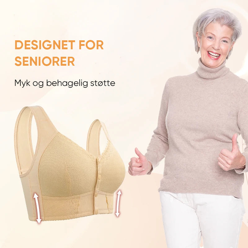 Myk og behagelig dame-bh med frontlukking, ingen spiler for ren komfort.