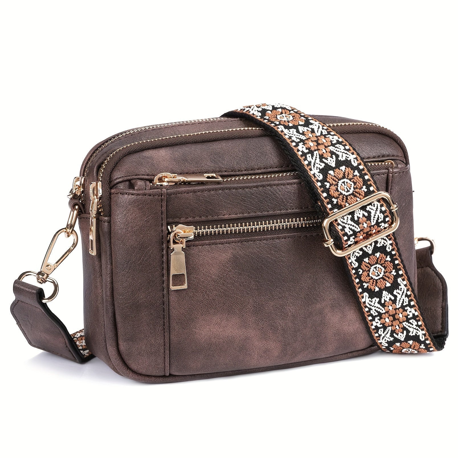 Romslig dame crossbody veske i bohemsk stil. Ideell for oppbevaring, med justerbar og komfortabel stropp.