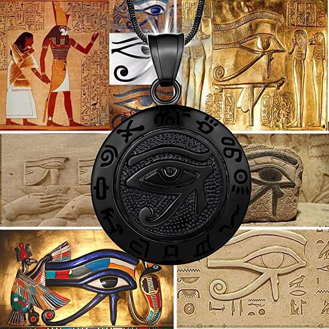 Unikt Eye of Horus smykke, amulett for dame som søker beskyttelse og visdom.