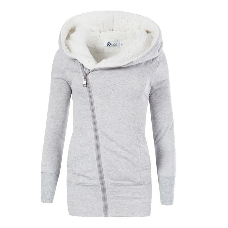 Trendy damegenser med glidelås, en behagelig overdel for kvinners garderobe og mote.