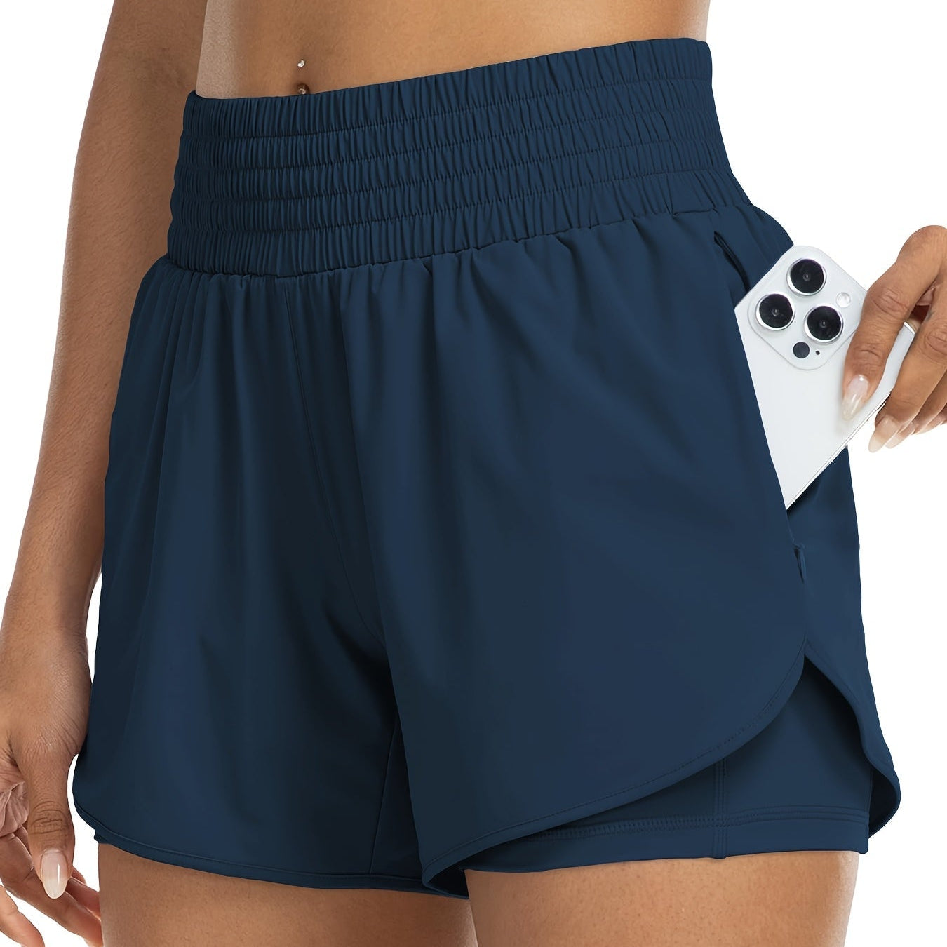 Hurtigtørkende dame yogashorts, høy midje, pustende design, ideell for intensiv trening.