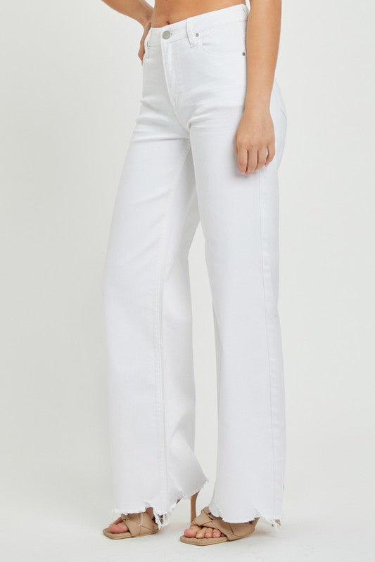 Komfortable og trendy høyt liv wide jeans i hvitt for kvinner, en avslappet passform for vår- og sommermote.