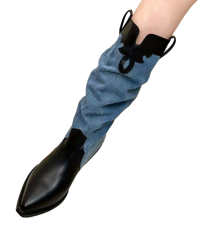 Dame lange støvler med trendy chunky hæl og elegant spiss tå. Perfekt for høst og vinter mote.