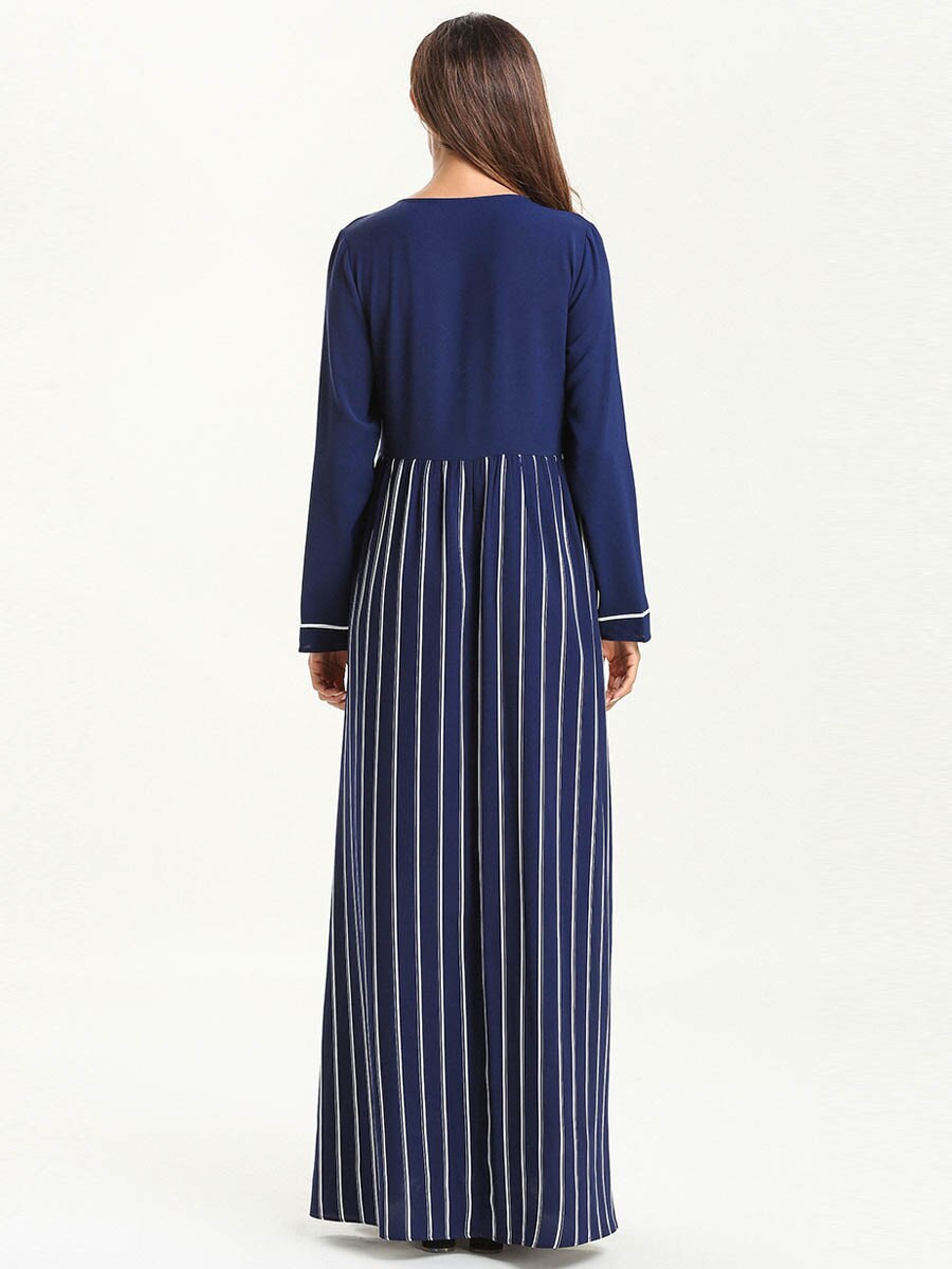 Stilig dame sommerkjole: langermet kaftan maxikjole med løs passform for en avslappet og elegant ferie.