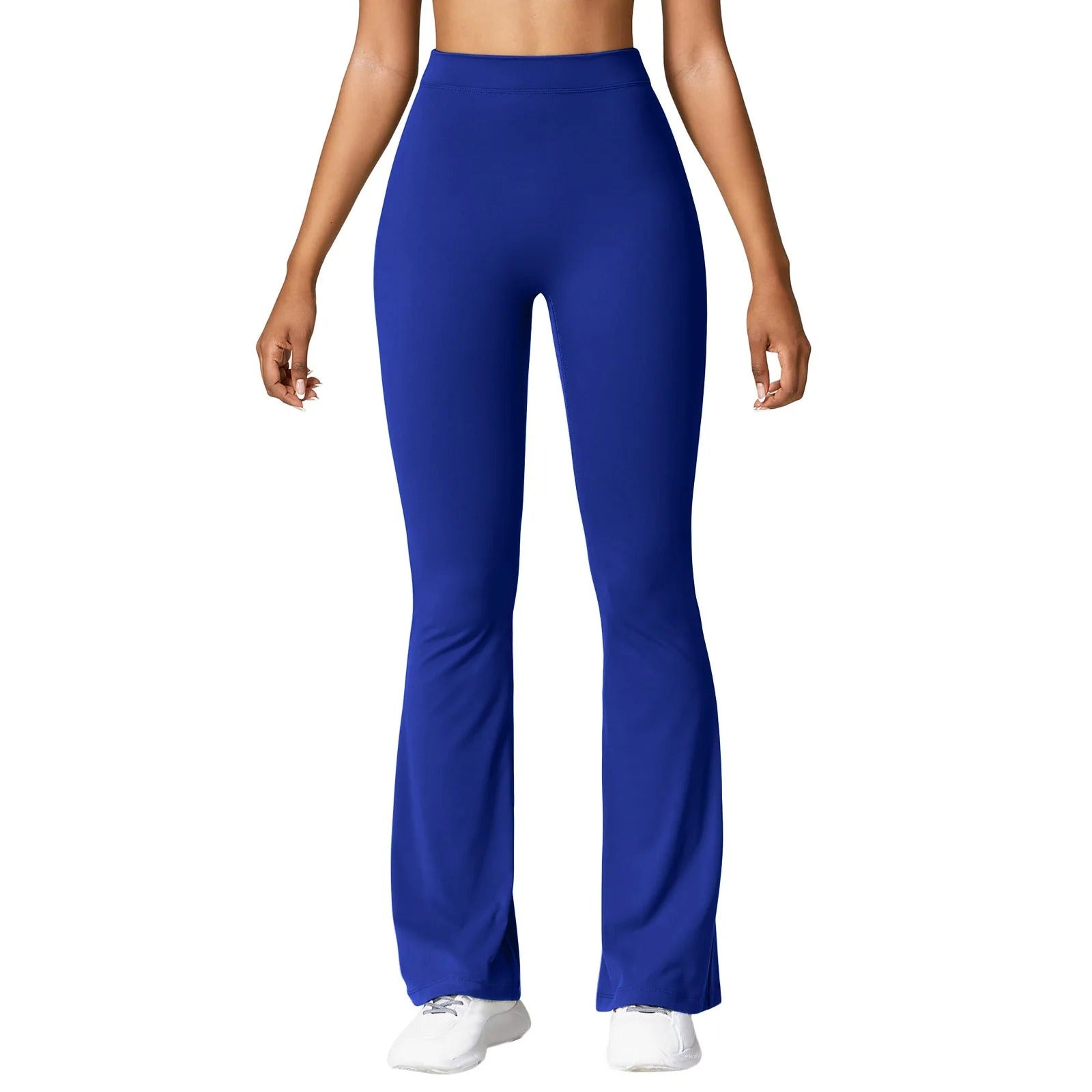 Dame leggings med høy midje og V-rygg, sett forfra, viser slankende silhuett og komfort.