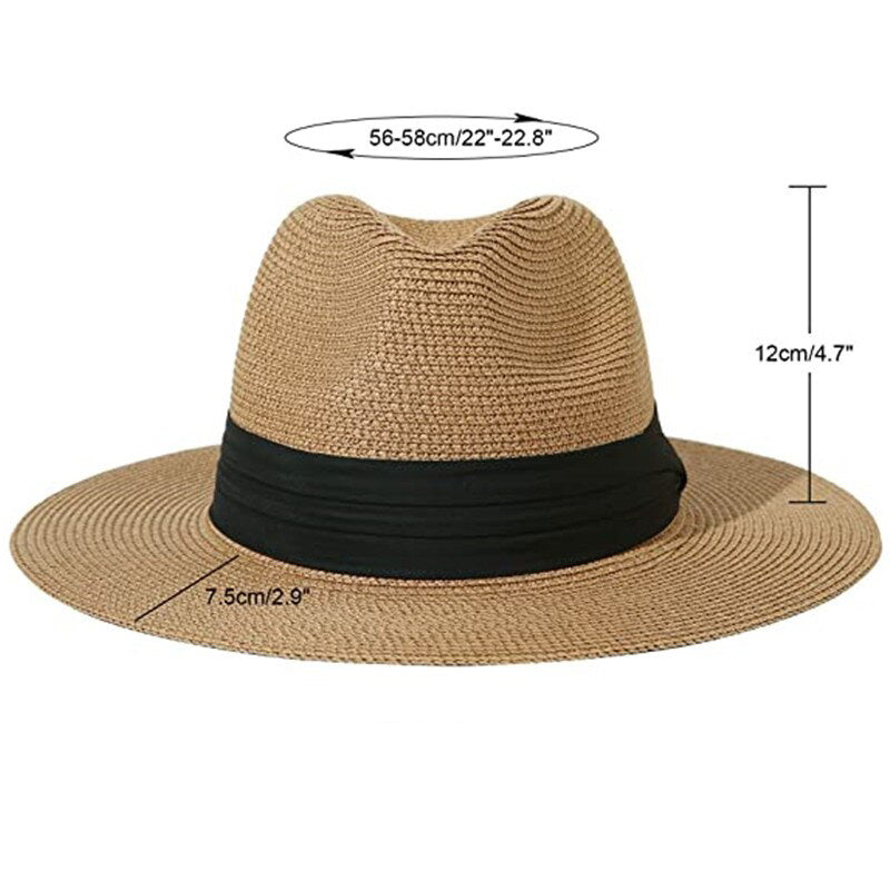 Allsidig sommerhatt til dame. Elegant Panama stråhatt, perfekt hodeplagg for sol og ferie.