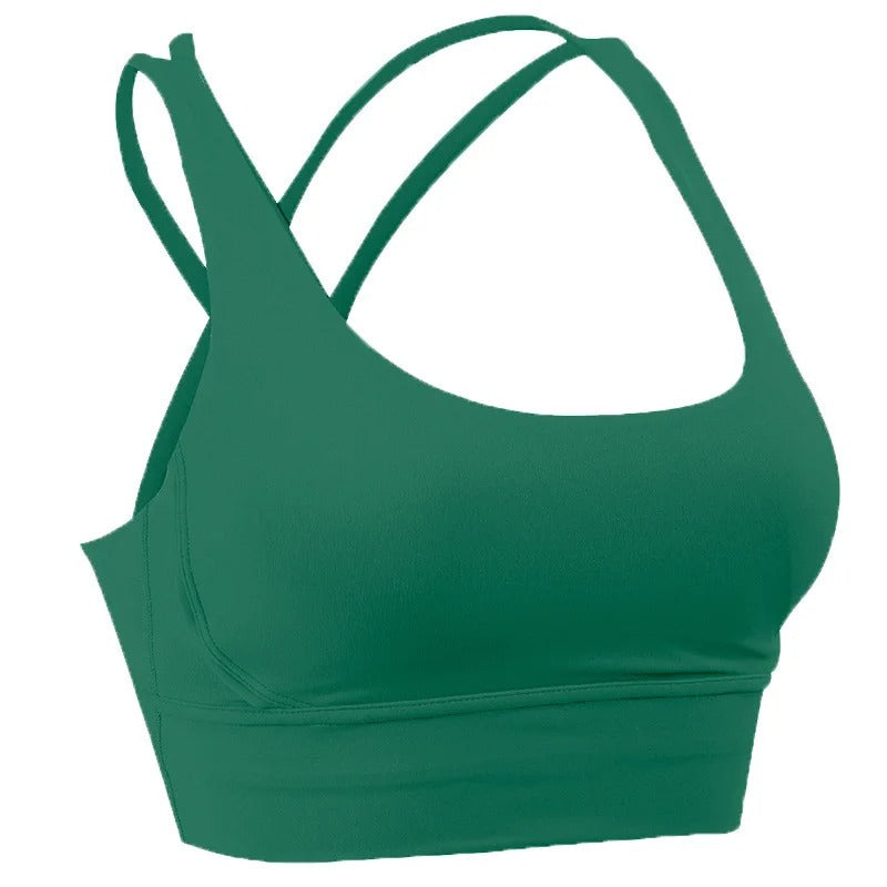 Cross-back sports-BH for dame, pustende og ideell for yoga og løping.