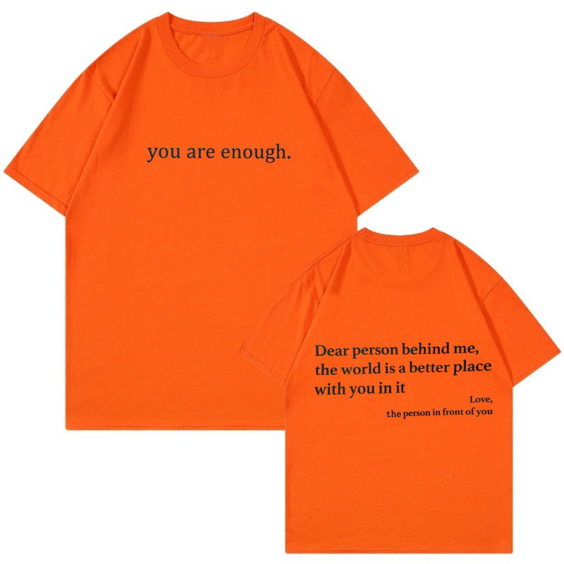 Kvalitets dame t-skjorte med inspirerende 'You are Enough' tekst, perfekt gave til henne.