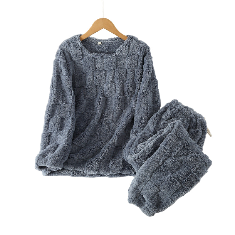 Damen karierter Pyjama aus warmer Baumwolle fĂĽr gemĂĽtliche Winterabende