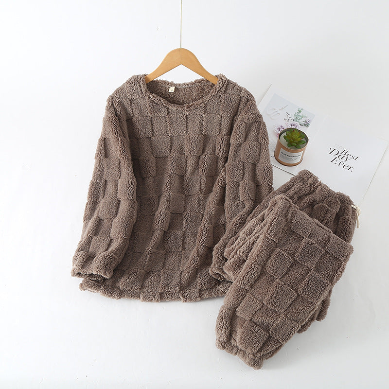 Modisches Damen-Loungewear-Set mit Karomuster, kuschelig und stilvoll für zu Hause