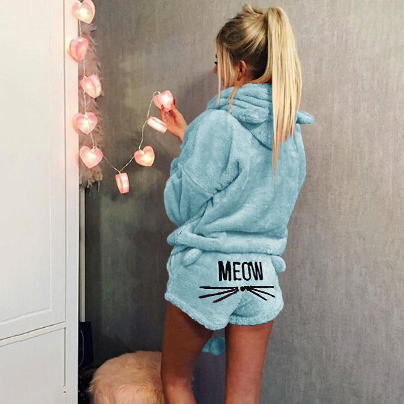 Warmer Katze Pyjama für Damen, flauschig und komfortabel, super Geschenkidee