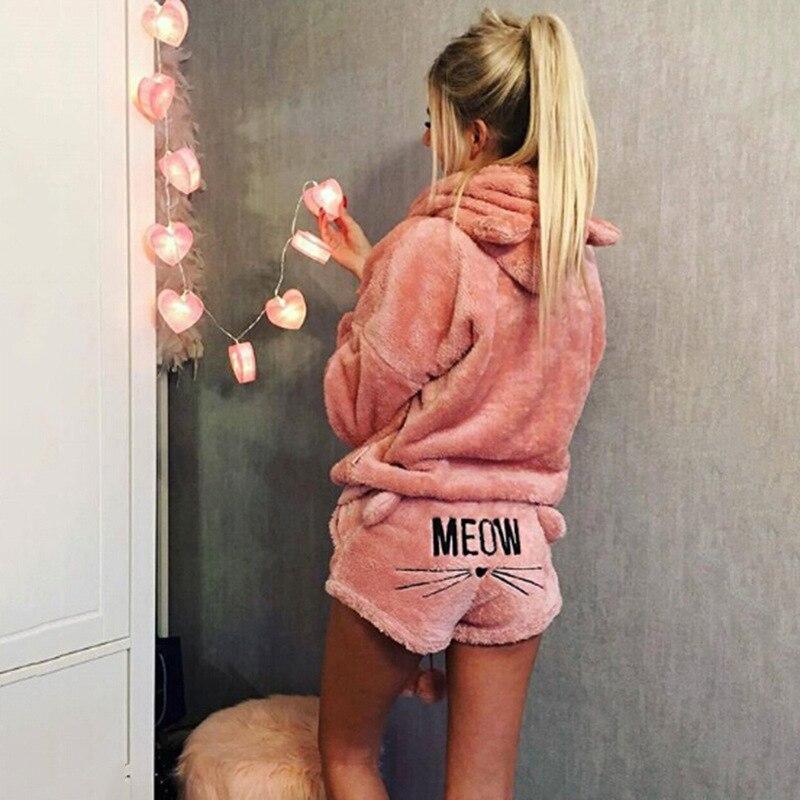 Katzen-Schlafanzug fĂĽr Damen, zweiteilig, weich und bequem, perfekt als Pyjama
