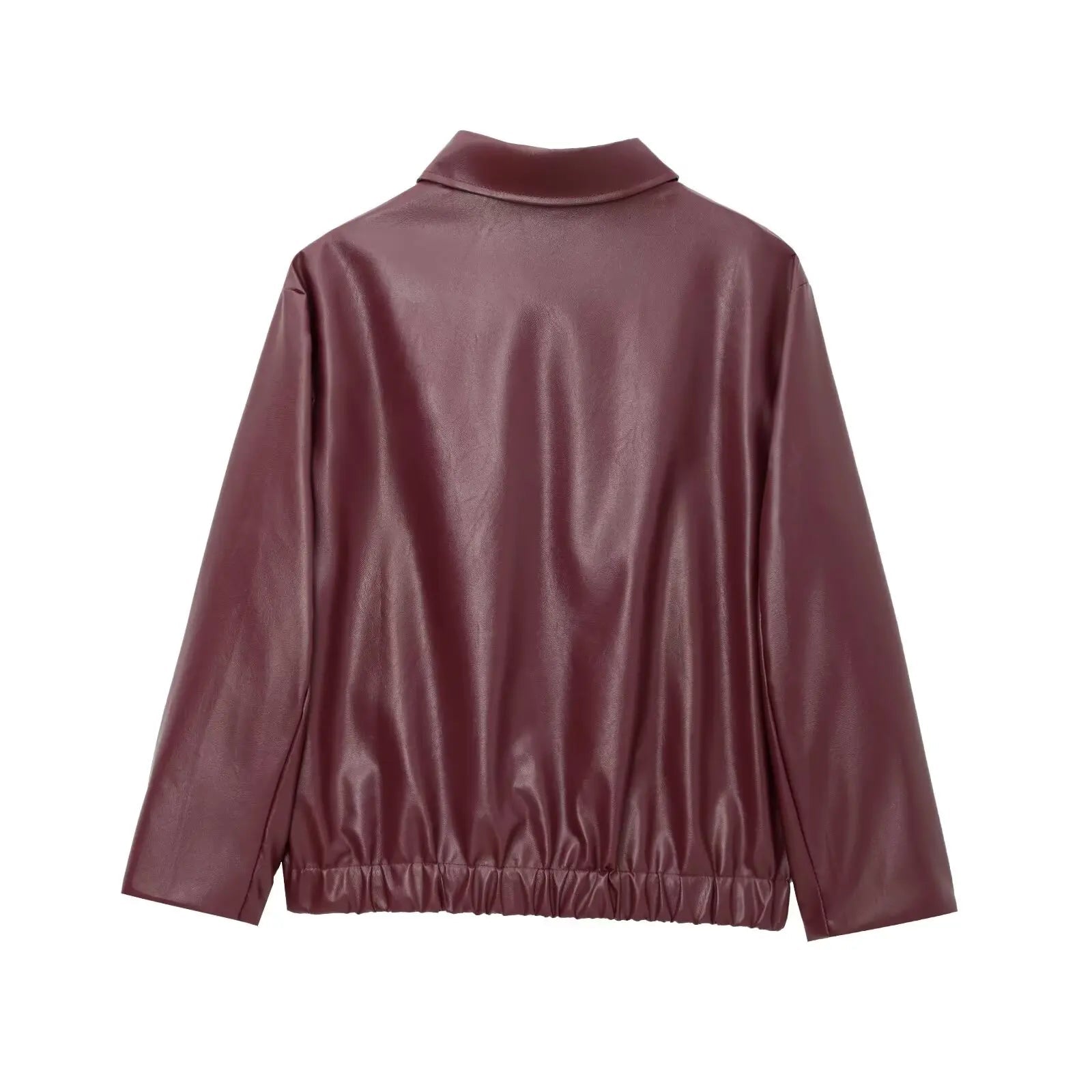 Moderne dameskinnjakke med glidelås. Klassisk design og avslappet passform for stilfull streetwear.