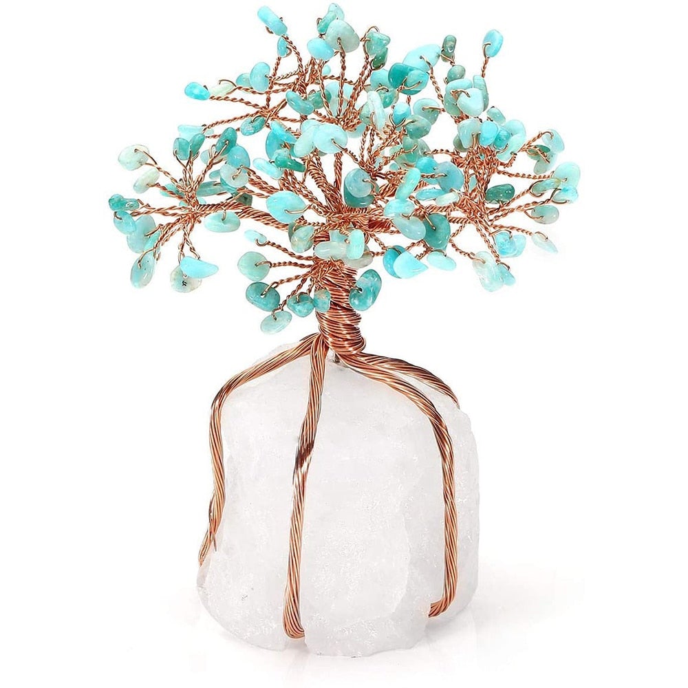 Inspirerende Livets Tre bonsai. Krystallhealing for positiv energi og velvære.