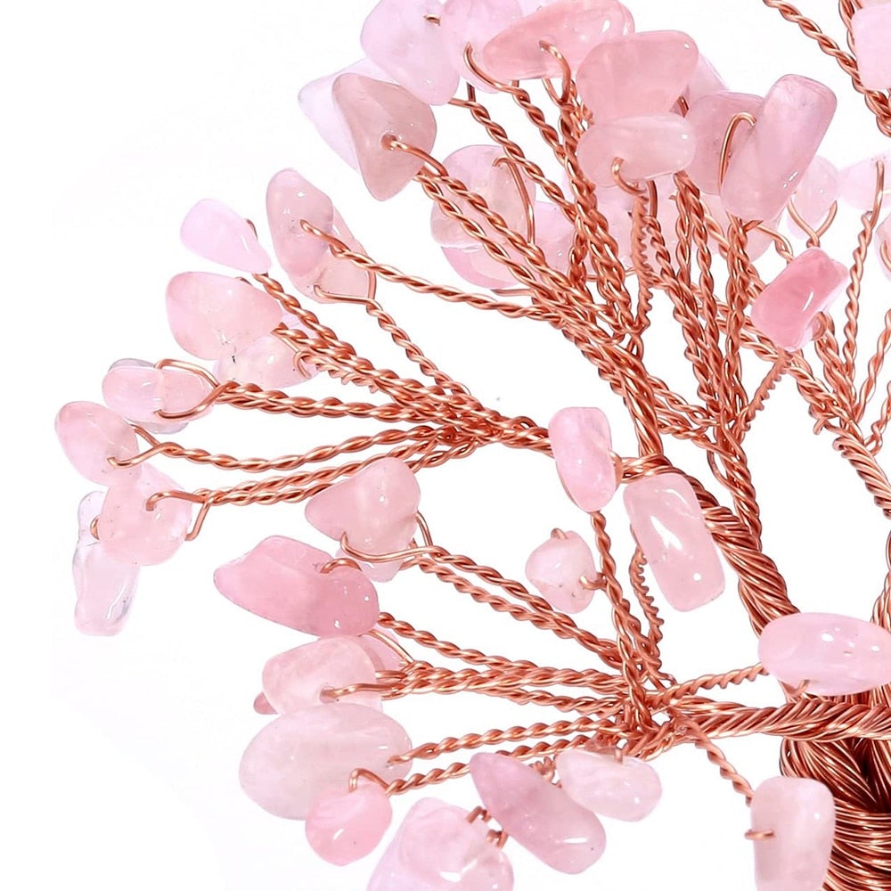 Dekorativt krystalltre med Livets Tre-motiv. Feng shui ornament med healingeffekt.