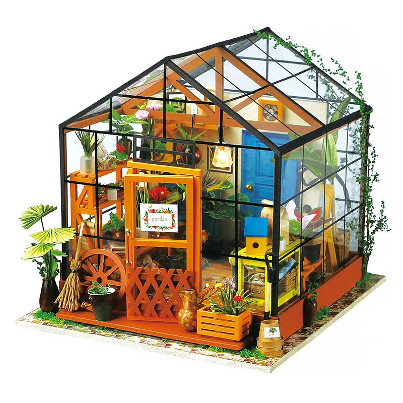 Flere ulike DIY miniatyrhussett i tre utstilt, inspirasjon for byggeprosjekter.