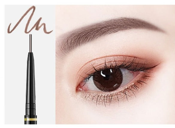 Dobbel-ended øyenbrynsblyant; blyant for farge og børste for blending av bryn-makeup.