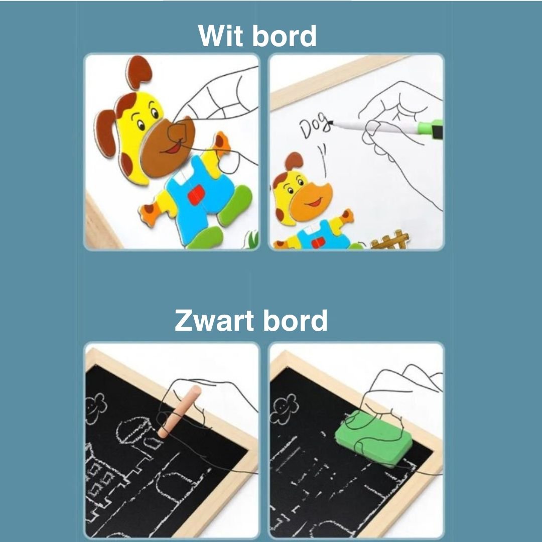 Pedagogisk tegnebrett for barnehage og barn. Dobbeltsidig tavle for uendelig kreativ lek, læring og motorisk utvikling.
