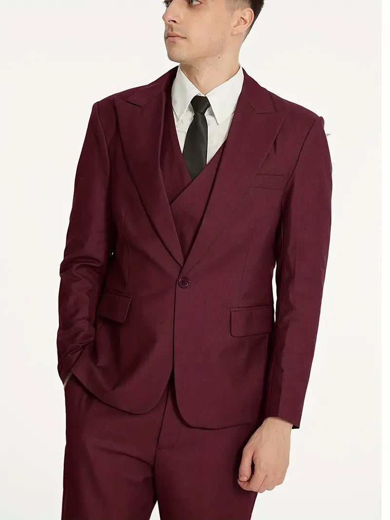 Tidløs herredress i 3 deler; formell blazer, vest og bukser for enhver elegant anledning.